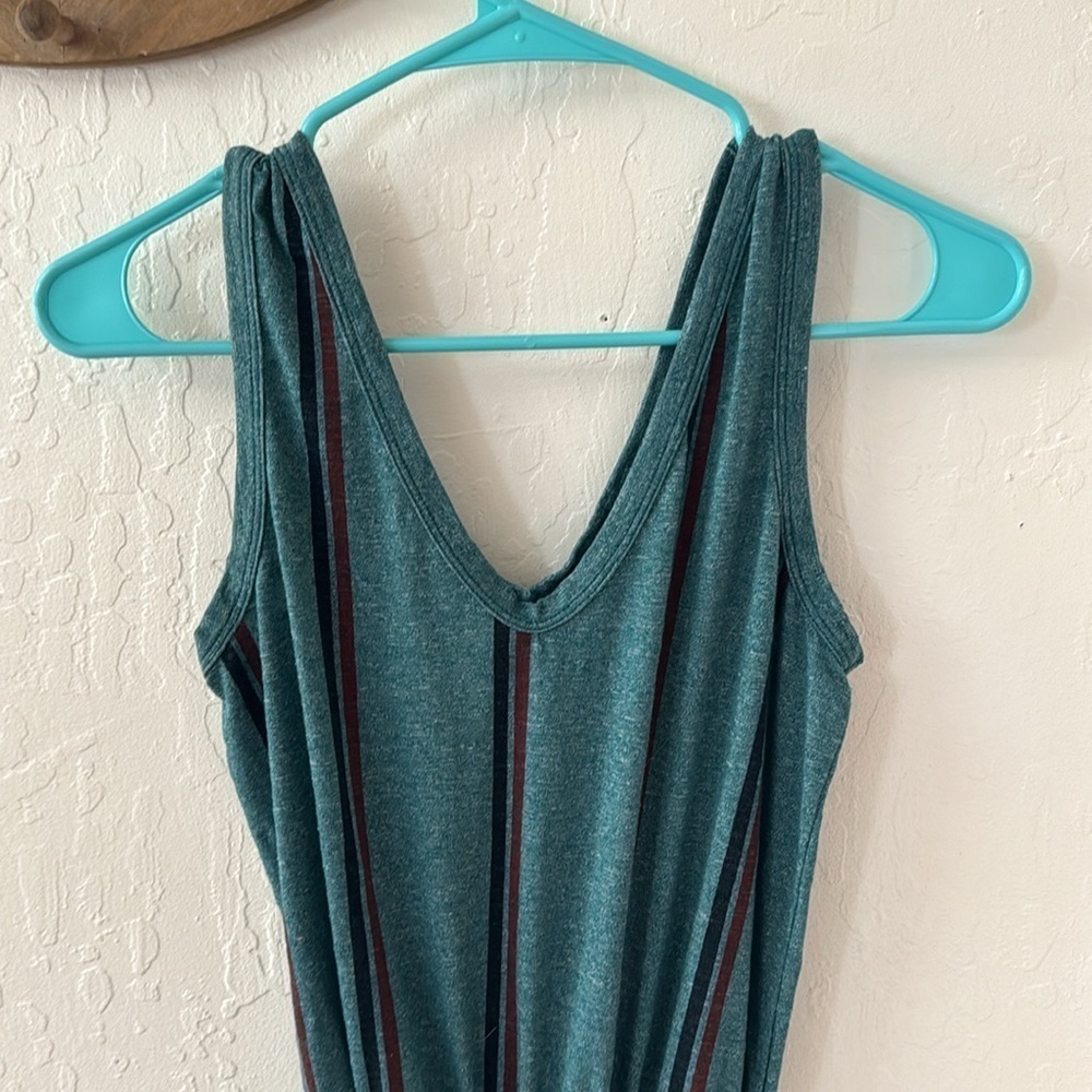 Sundry Teal Maroon Sleeveless Tank Ruched Striped Casual Sundress Size 0 - Picture 5 of 10